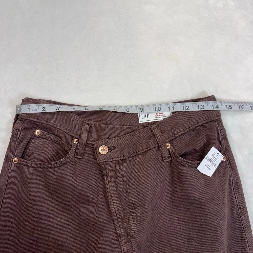 NWT Gap High Rise Crossover Barrel Jeans Size 26 Dark Brown Boho Hippie 90s